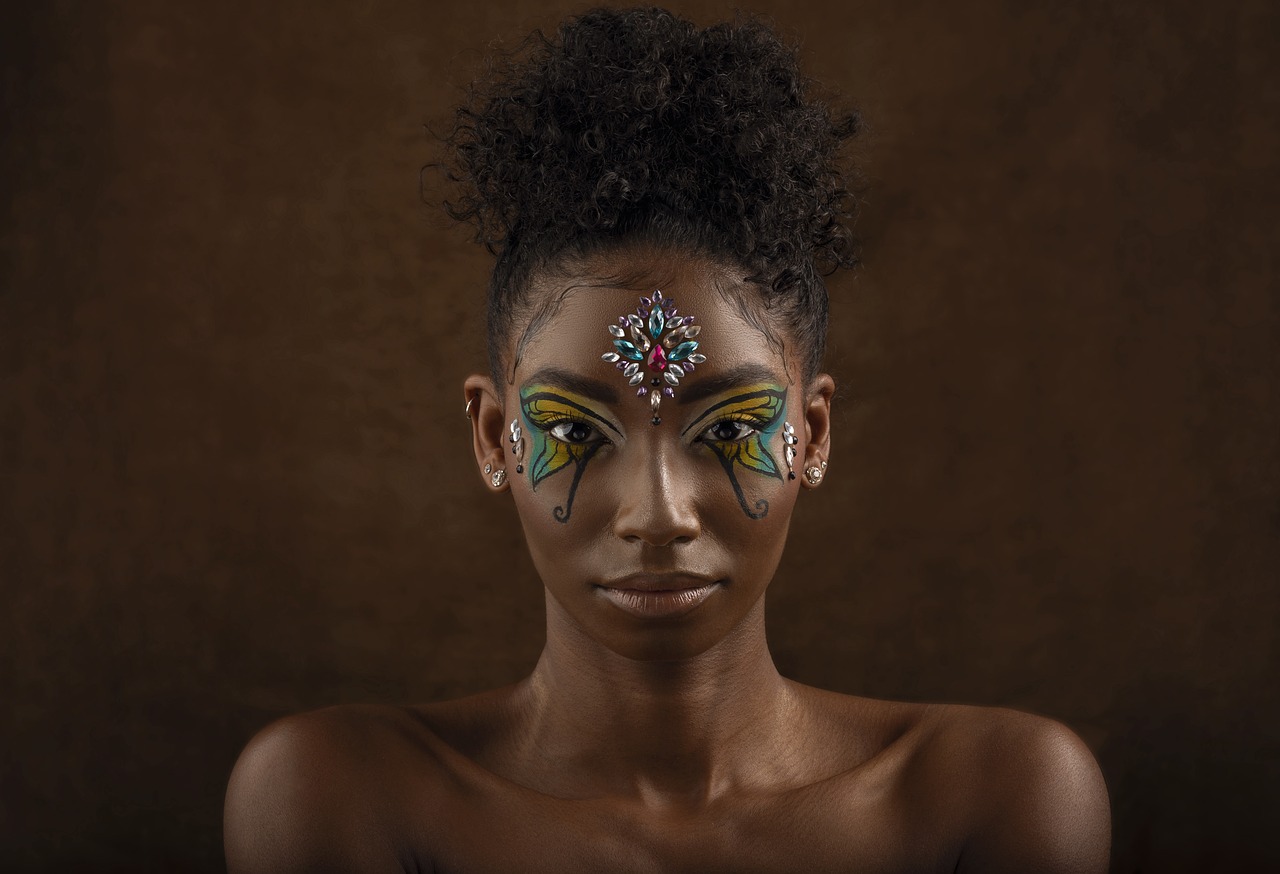 woman, face paint, makeup, beauty, black woman, girl, model, beautiful, pose, hairstyle, body painting, portrait, black woman, black woman, body painting, body painting, body painting, body painting, body painting